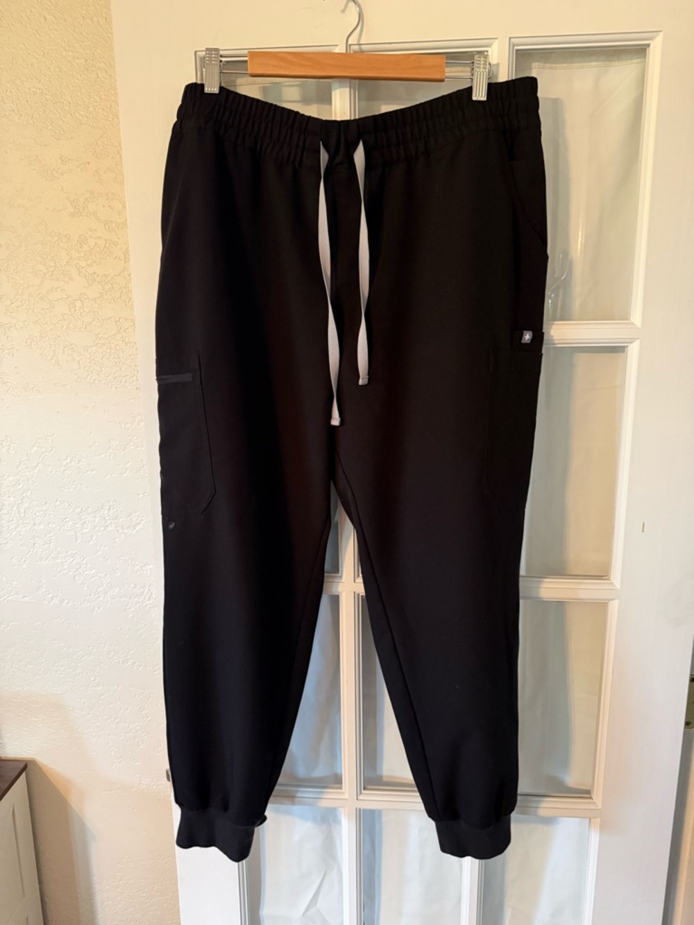 Figs Black Uman High Rise Jogger Scrubs with Grey Drawstring